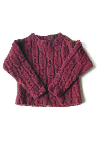 Child's Sky Tweed Cable-Rib Pullover